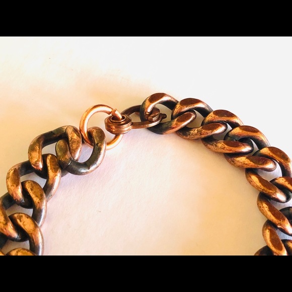 Vintage Shabby Copper Chunky Curb Chain Bracelet - Picture 7 of 7